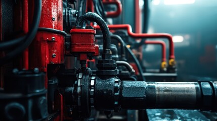 Detailed view of agricultural irrigation equipment in use on a sunny afternoon in the countryside