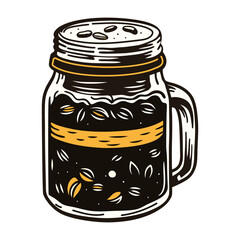 Coffee jar icon in vintage style