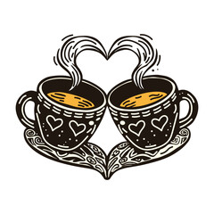 Coffee love icon in vintage style