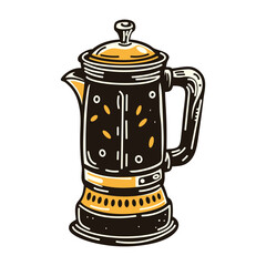 Coffee percolator icon in vintage style