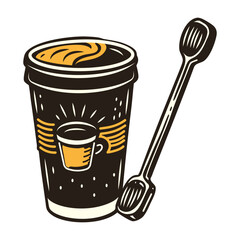 A vintage icon of a coffee stirrer