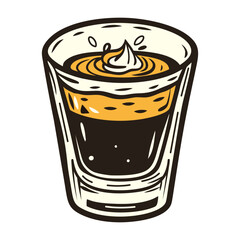 A vintage icon of a creamy espresso glass