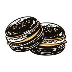 Sweet macrons icon in vintage style