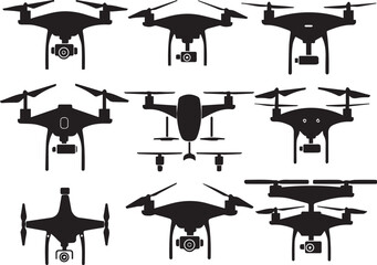 Set FPV Drone. Hand drawn vector illustration	