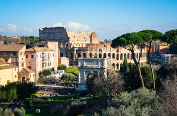 Fototapeta premium Colosseum. Rome. Italy. View of the stands, arena and underground structures of the Colosseum