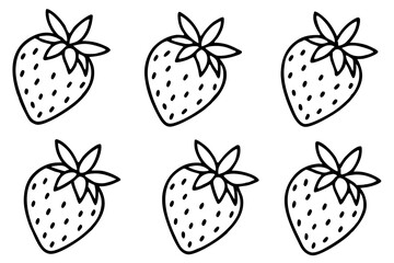 Strawberry Line Art Vector Bundle
