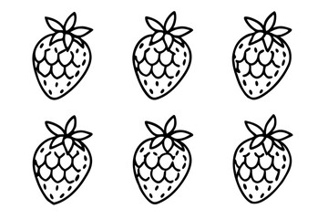 Strawberry Line Art Vector Bundle
