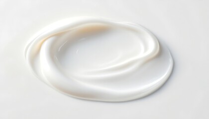 White Cosmetic Cream Texture Lotion Smear Isolated on White Background. Beauty Skin Care Product Swipe. BB Cream Swatch