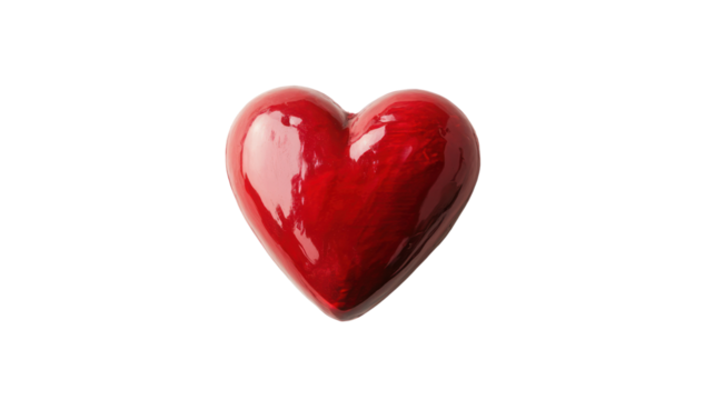 A vibrant red heart on a white isolated background, symbolizing love, passion, and affection for various creative concepts.
