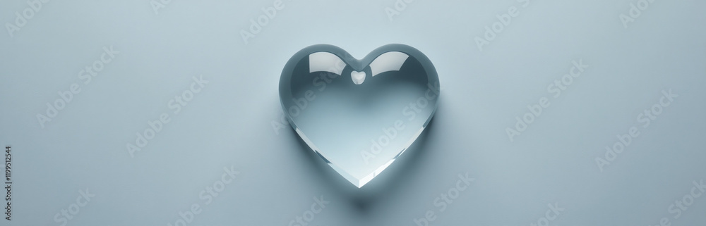 Poster Simple Minimalist Design Featuring A Crystal Clear Heart On A Muted Gray Background Evoking Thoughts Of Love And Affection. 00001