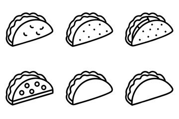 Taco Line Art Vector Bundle