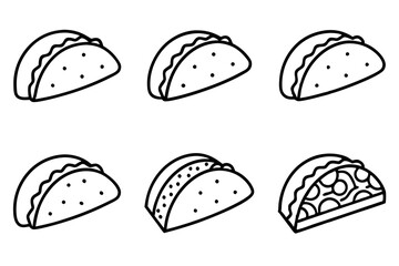 Taco Line Art Vector Bundle