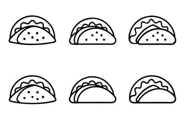 Taco Line Art Vector Bundle