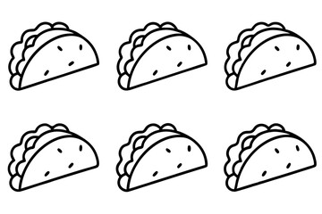 Taco Line Art Vector Bundle