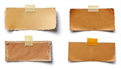 set of note paper piece label vintage grunge tape label ripped tag message. Generated image