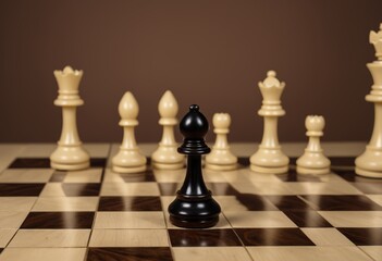 Close-up of a black pawn trapped on a chessboard Setif Algeria