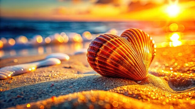 Heart-Shaped Seashell in Warm Beach Sand - Romantic Beach Treasure