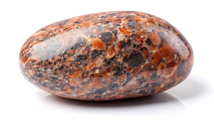 Isolated Diorite Pebble on White Background - Natural Stone Texture