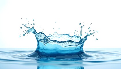 Splashing blue water on white background 
