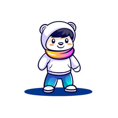 Fototapeta premium Playful cartoon character in winter attire digital art cozy environment fun concept for kids