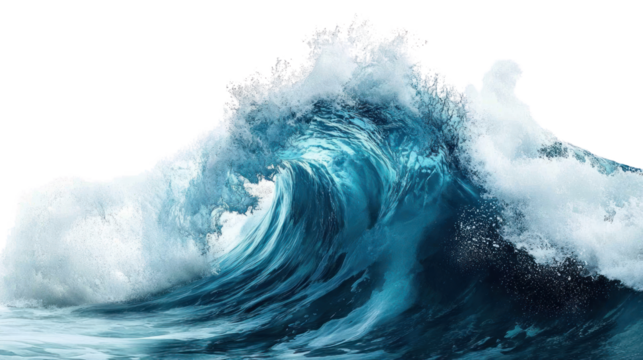 A powerful wave crashing with vibrant colors, showcasing the dynamic nature of ocean waves. Ideal for illustrating energy and movement.