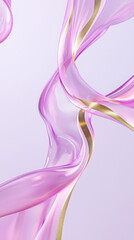 Fototapeta premium Long, curvy purple ribbon with gold accents