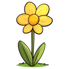 Fototapeta premium Playful and vibrant flat vector flower illustration daffodil vector