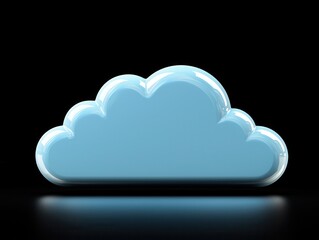 A stylized blue cloud icon with a glossy finish, set against a black background, representing digital or weather-themed concepts.