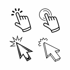 Four simple, black and white icons representing different ways to click and interact with a computer mouse.