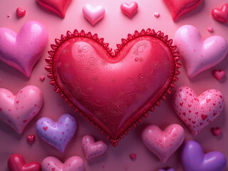 Obraz premium Heartfelt Emotions Associated With Love Are Often Symbolized By Hearts Of Varying Colors Including Red Pink And Purple. 00003