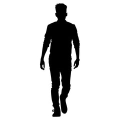 Obraz premium Man walk silhouette person black white vector
