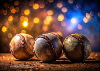 Fototapeta premium Weathered Baseball Silhouette Photography: Copy Space for Sports Design