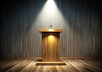 Wooden Podium Spotlight Product Display - Clean Minimalist Background