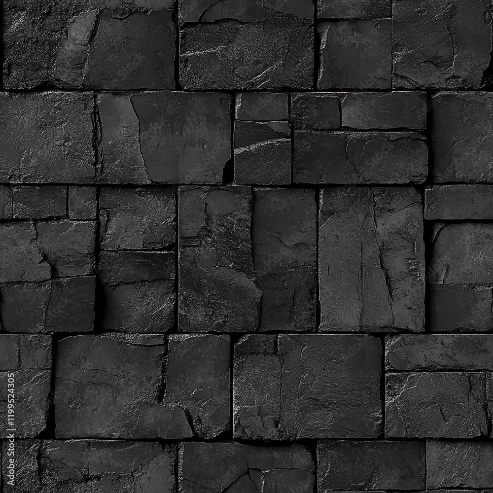 Poster dark stone brick texture with seamless pattern and rough surface
