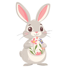 Obraz premium Rabbit holding easter egg illustration bunny art vector