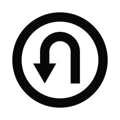 Vector go back return arrow icon, simple vector u turn shape pointer flat design pictogram vector elements for app ads web banner button ui ux interface elements isolated on white background.