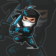 Ninja mascot esport logo design illustration