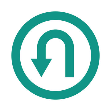 Vector go back return arrow icon, simple vector u turn shape pointer flat design pictogram vector elements for app ads web banner button ui ux interface elements isolated on white background.