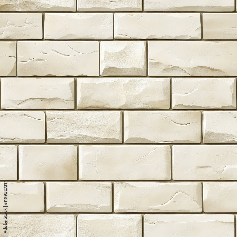Poster beige stone brick texture with natural cracks and smooth pattern