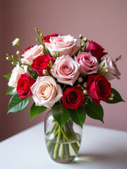 Composici&oacute;n De Flores Rom&aacute;nticas Incluyendo Rosas Perfectas Para Bodas Y Celebraciones De San Valent&iacute;n. 00003