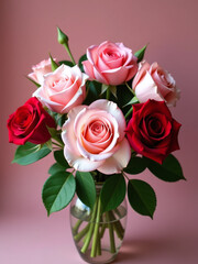 Fototapeta premium Composición De Flores Románticas Incluyendo Rosas Perfectas Para Bodas Y Celebraciones De San Valentín. 00001