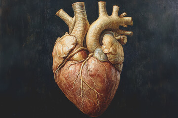 Anatomical picture of the human heart with accurately labeled, internal view.