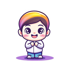Obraz premium Cheerful cartoon child celebrating happiness digital art colorful background playful theme