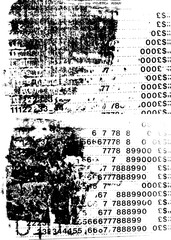 Abstract dry transfer numbers texture with a transparent background