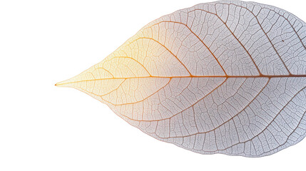 Fototapeta premium A delicate, detailed leaf showcasing intricate veins against a transparent background, highlighting nature's beauty and design.