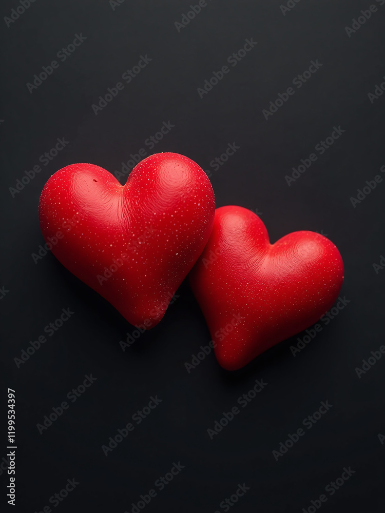 Aufkleber A Pair Of Red Hearts Are Placed Against A Dark Backdrop Creating A Bold And Striking Visual Effect Overall. 00002