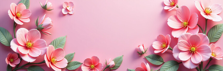 A Pink Background Features 3d Beautiful Flowers That Are Blooming In A Stunning And Vibrant Display Of Natural Beauty Everywhere. 00001