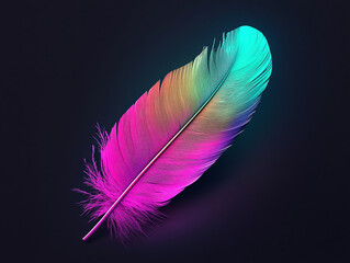 Vibrant Gradient Feather with Neon Colors on Dark Background

