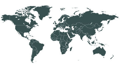 Obraz premium World map. Black modern vector map. Silhouette map.
