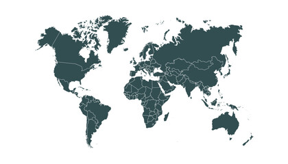 World map. Black modern vector map. Silhouette map.